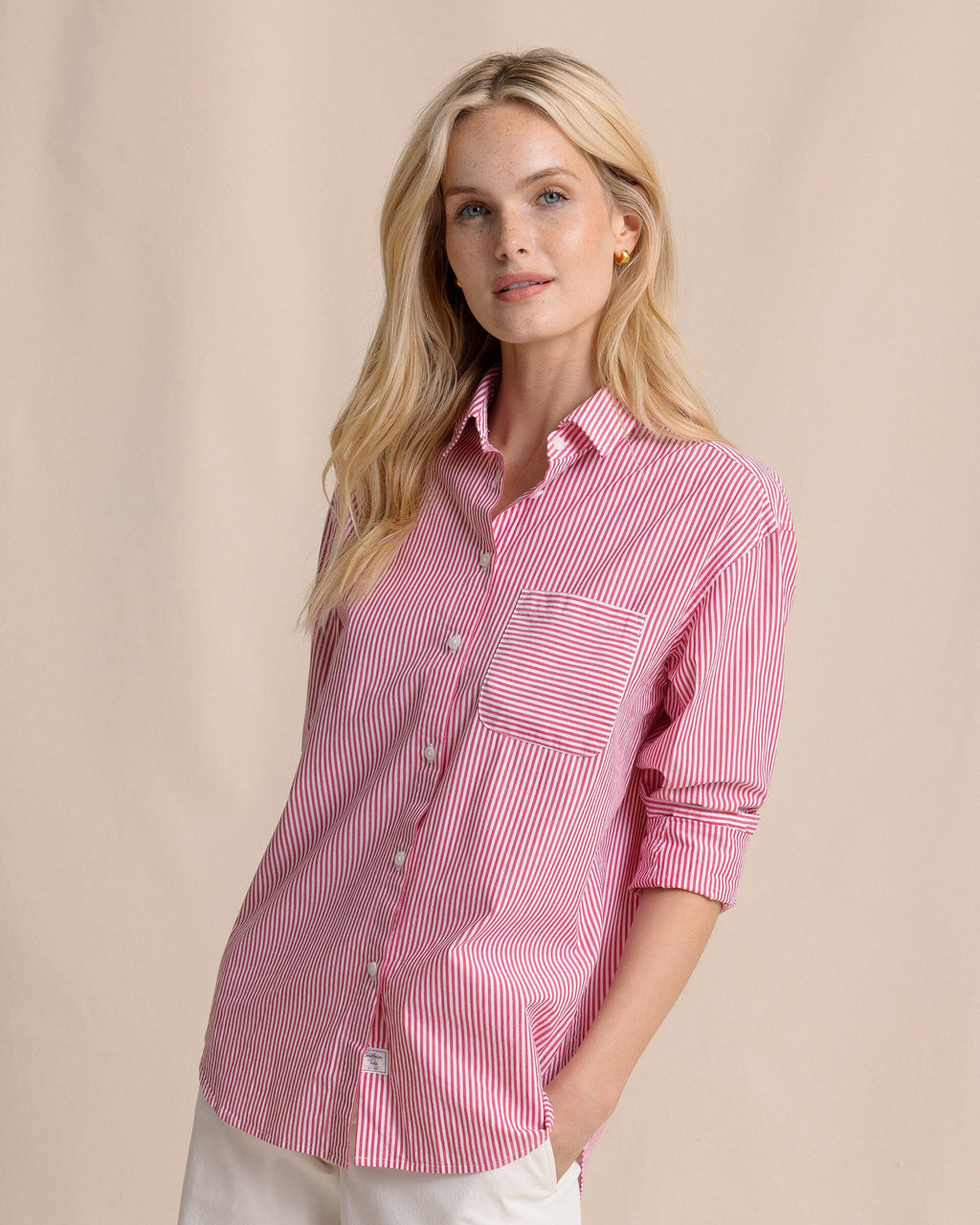 Katherine Stripe Shirt - Grenadine Red
